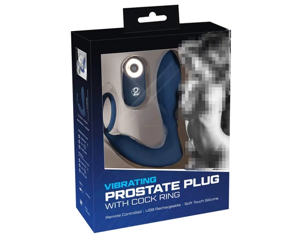 You2Toys Prostate Plug - anál vibrátor péniszgyűrűvel (kék)