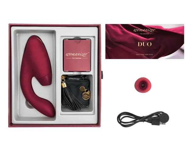 Womanizer Duo - vízálló G-pont vibrátor és csiklóizgató egyben (bordó)