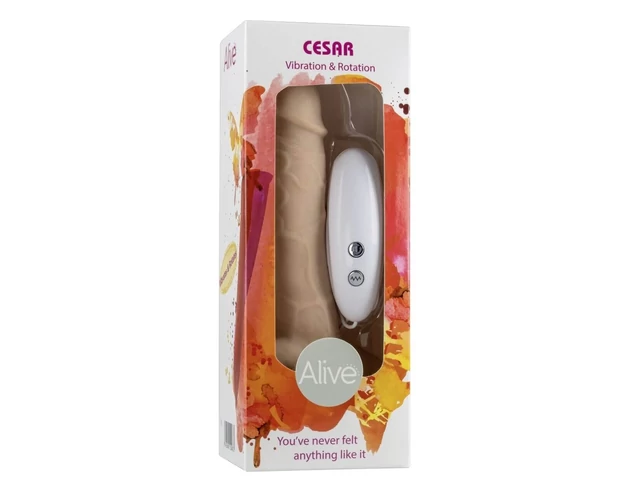 Alive Cesar - tapadótalpas, forgó, élethű vibrátor (natúr)