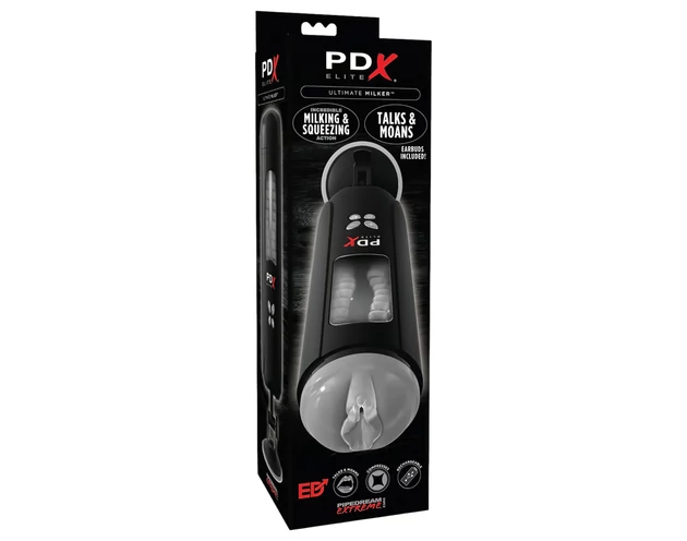 PDX Ultimate Milker - szívó - rezgő maszturbátor (fekete)