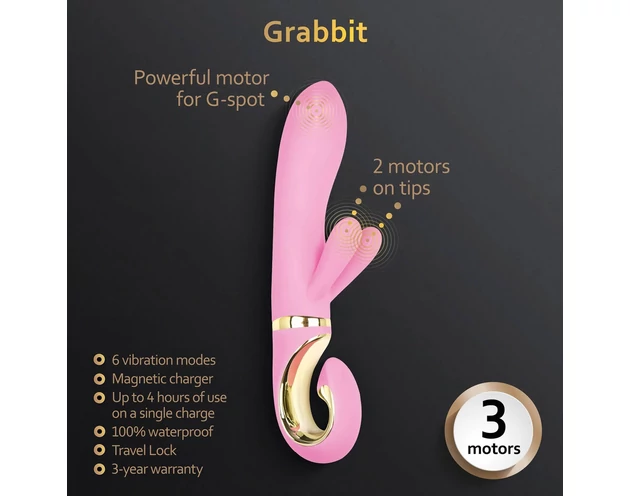 G-Vibe GRabbit - akkus, 3 motoros G-pont vibrátor (pink)