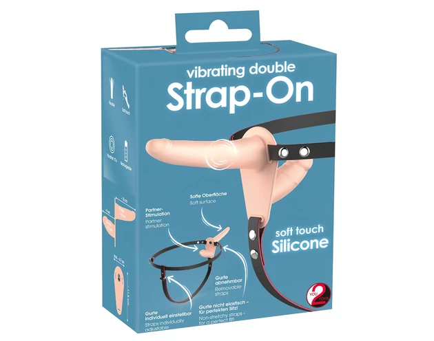 You2Toys - Strap-On - felcsatolható dupla vibrátor (natúr)
