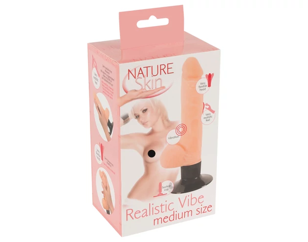 Nature Skin M - herés, tapadókorongos élethű vibrátor (natúr)