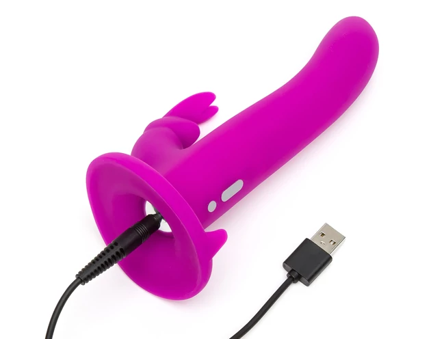 Happyrabbit Strap-On - nyuszis felcsatolható vibrátor (lila)