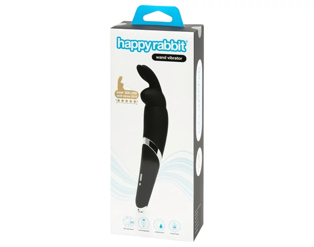 Happyrabbit Wand - akkus, masszírozó vibrátor (fekete)