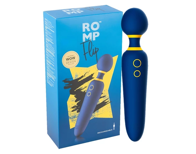 ROMP Flip Wand - akkus, vízálló masszírozó vibrátor (kék)