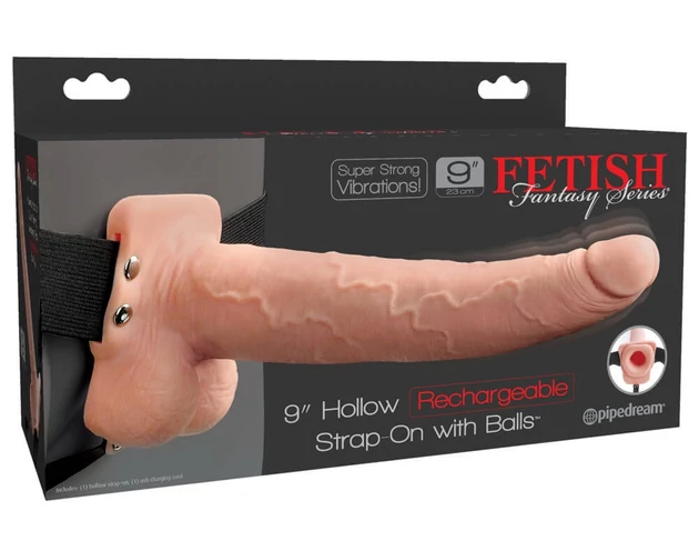 Fetish Strap-On 9 - akkus, felcsatolható, üreges vibrátor (natúr)