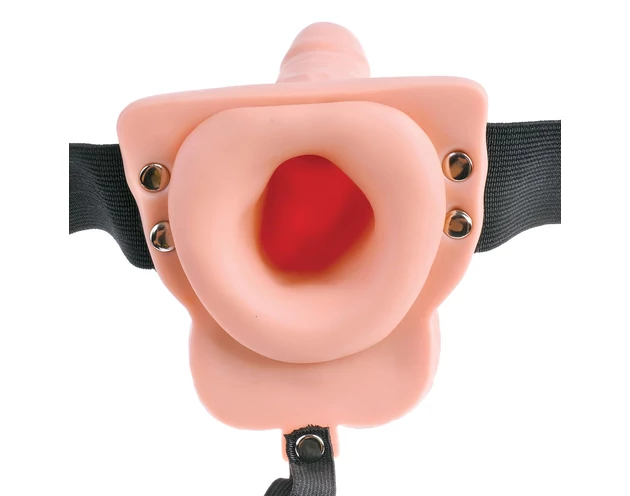 Fetish Strap-On 6 - felcsatolható, üreges vibrátor (natúr)