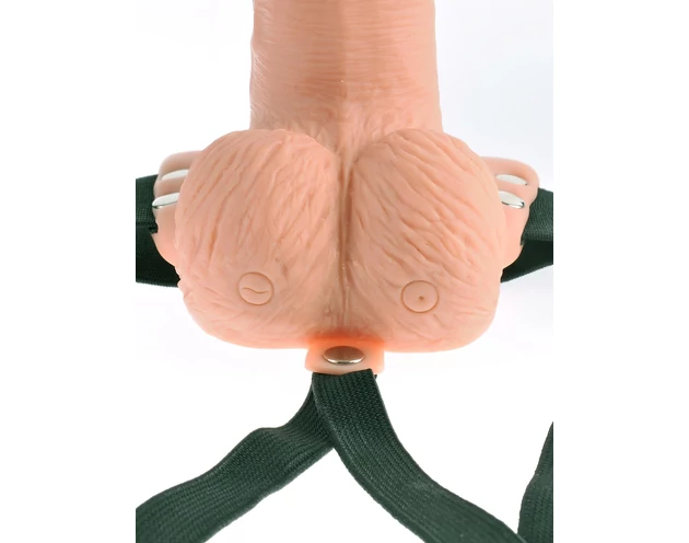 Fetish Strap-On 6 - felcsatolható, üreges vibrátor (natúr)