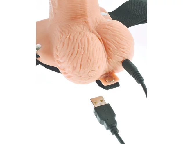 Fetish Strap-On 6 - felcsatolható, üreges vibrátor (natúr)