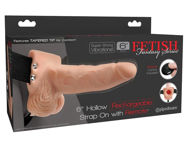 Fetish Strap-On 6 - felcsatolható, üreges vibrátor (natúr)