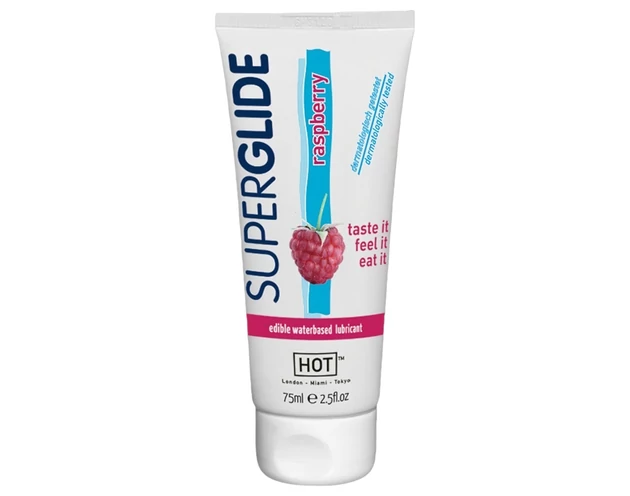 HOT Superglide Málna - ehető síkosító (75ml)