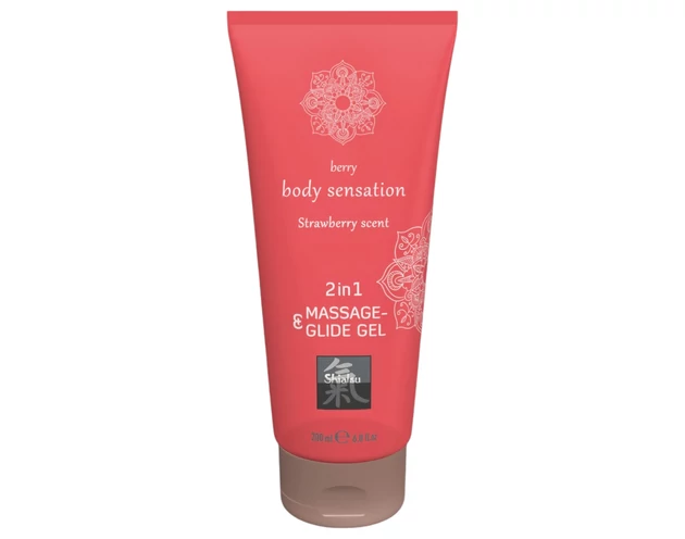 Shiatsu 2in1 Strawberry scent - masszázs síkosító - eper (200ml)