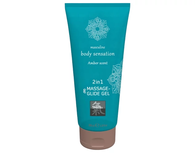Shiatsu 2in1 Amber Scent - masszázs síkosító - amber (200ml)