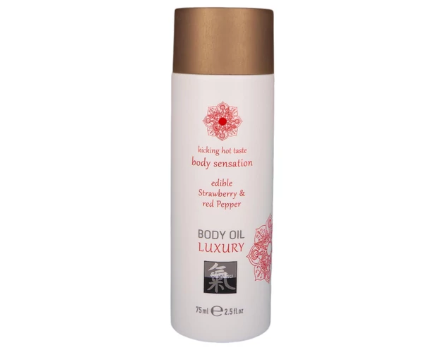 Shiatsu Luxury - ehető masszázsolaj - eper-vörösbors (75ml)
