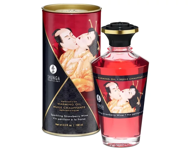 Shunga - melegítő masszázsolaj - pezsgő-eper (100ml)