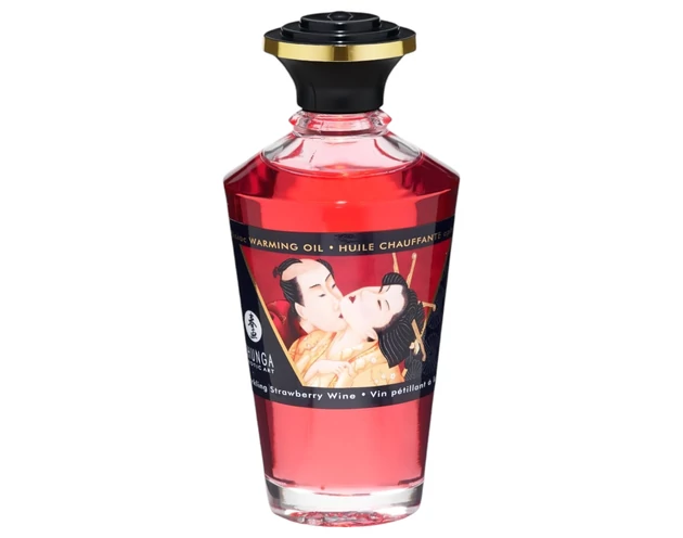 Shunga - melegítő masszázsolaj - pezsgő-eper (100ml)
