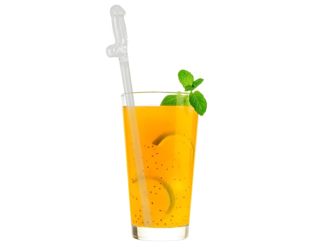 Straw Willy - péniszes üveg szívószál - átlátszó (4db)