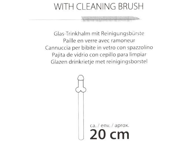 Straw Willy - péniszes üveg szívószál - átlátszó (4db)