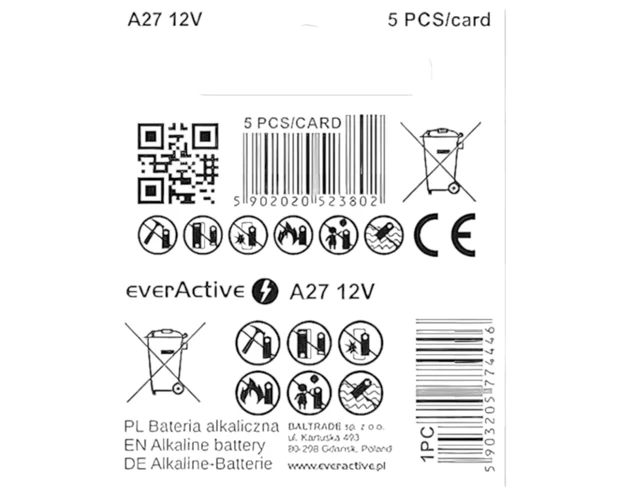 12V-os (27A, MN27) elem - 1db