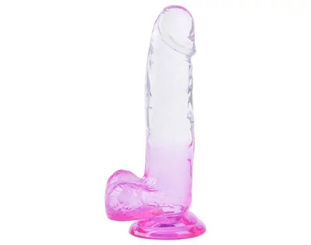 Sunfo - tapadókorongos, herés dildó - 22cm (átlátszó-lila)