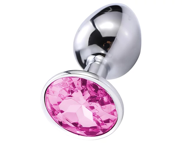 Sunfo - fém anál plug pink kővel (ezüst)