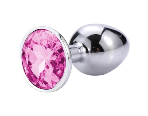 Sunfo - fém anál plug pink kővel (ezüst)