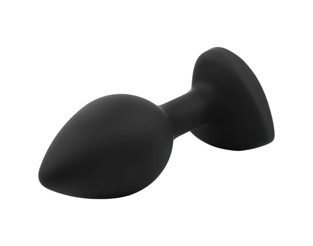 Sunfo - szilikon anál plug szív alakú kővel (fekete-fehér)