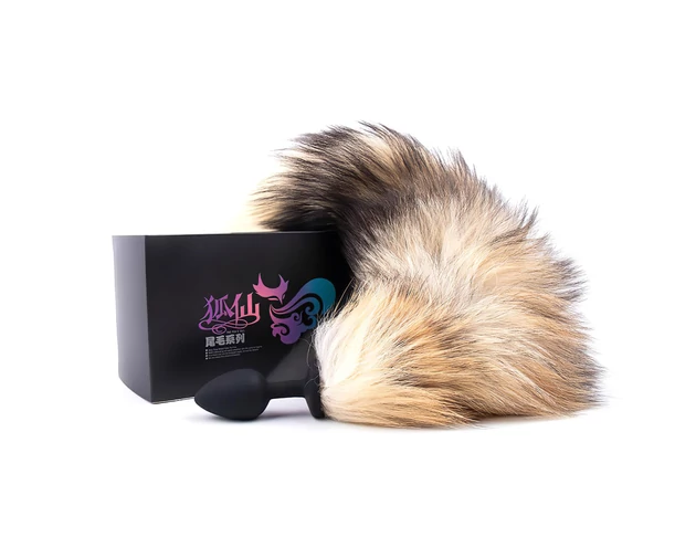 Sunfo - szilikon anál plug rókafarokkal (fekete-vörös)