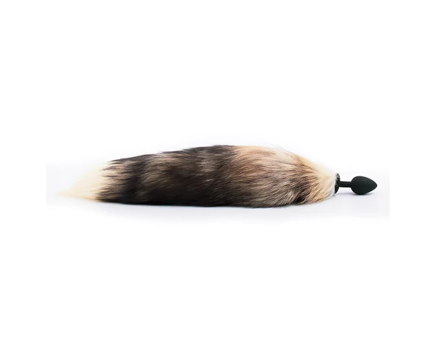 Sunfo - szilikon anál plug rókafarokkal (fekete-vörös)