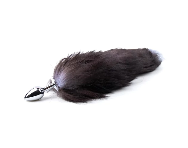 Sunfo - fém anál plug rókafarokkal (ezüst-fekete)