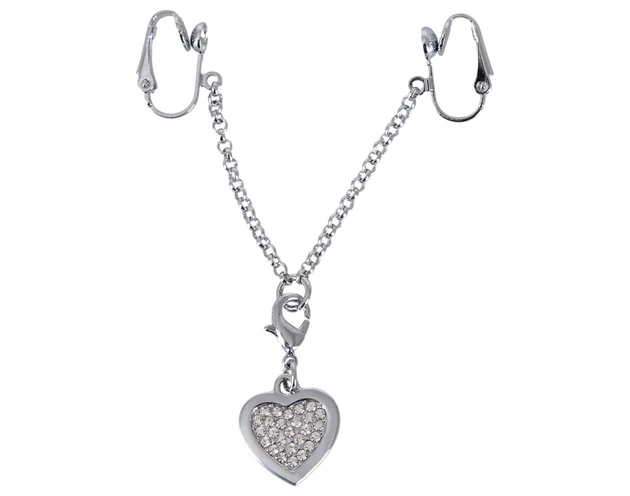 Strasszos szíves intim ékszer (ezüst)
