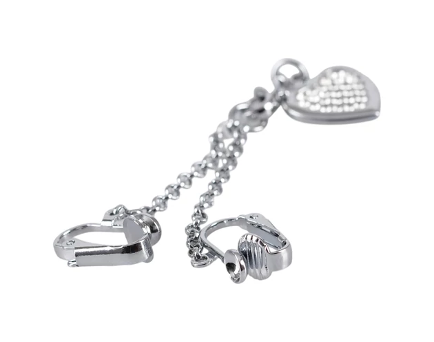 Strasszos szíves intim ékszer (ezüst)