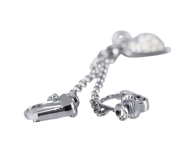 Strasszos szíves intim ékszer (ezüst)