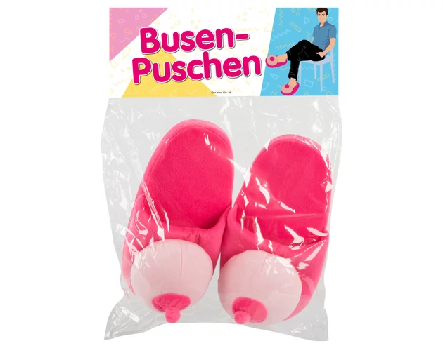 Plüss papucs rózsaszín - mellformájú
