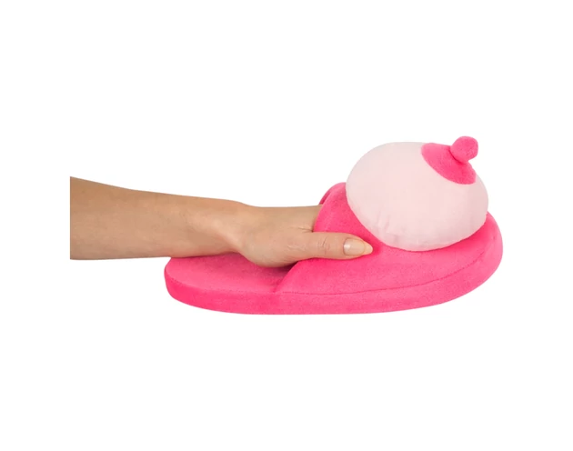 Plüss papucs rózsaszín - mellformájú