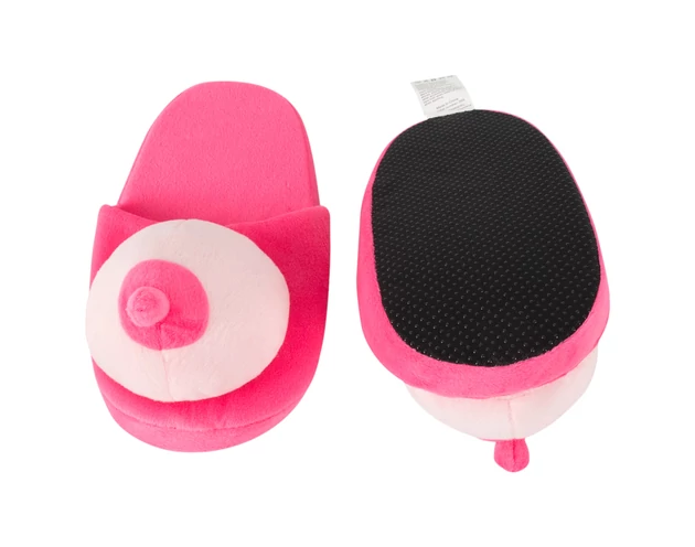 Plüss papucs rózsaszín - mellformájú