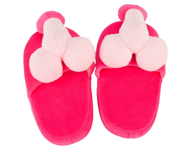 Plüss papucs rózsaszín - pénisz formájú