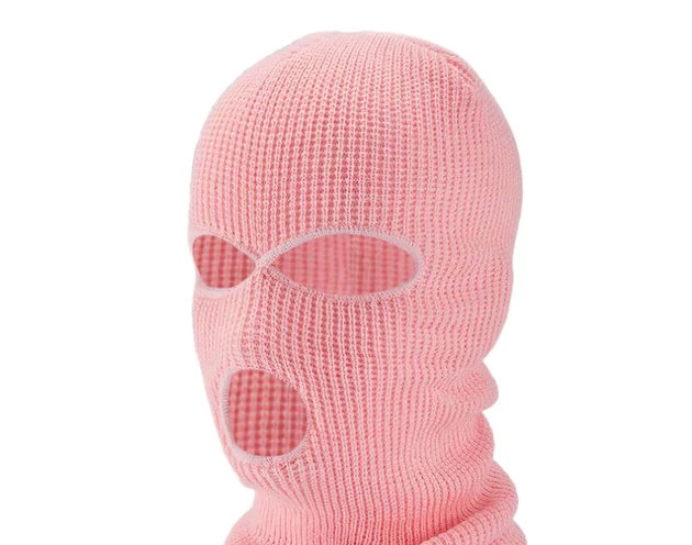 Balaclava - kötött szopó maszk 3 nyílással (pink)