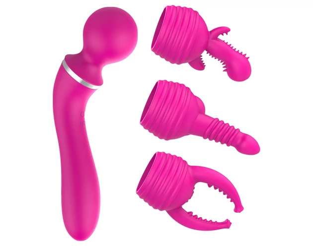 Lonely 2in1 – masszírozó és G-pont vibrátor 3 feltéttel (pink)