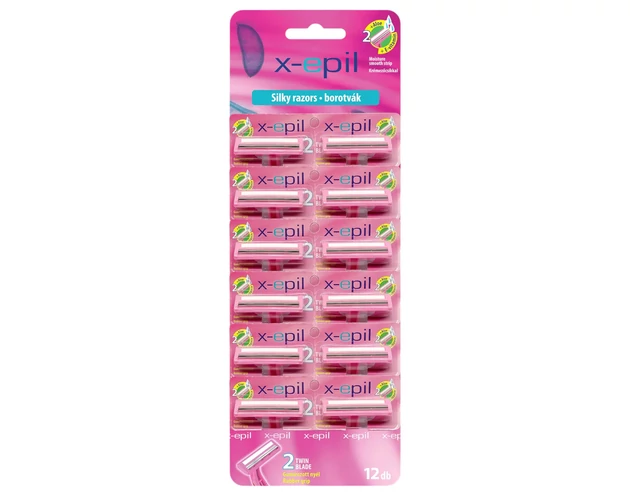X-Epil Silky - 2 pengés borotva gumis nyéllel (12db)