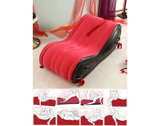 Magic Pillow - Felfújható BDSM szexbútor - bilinccsel - nagy (piros)