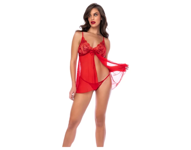 Mapalé - csipkés babydoll és tanga (piros)
