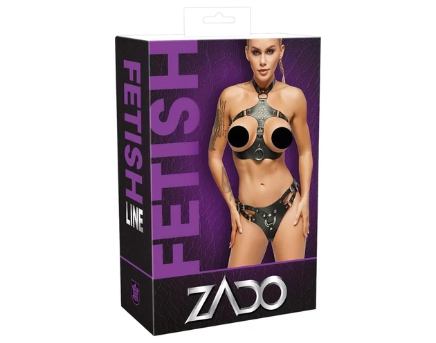 ZADO - bőr szett felcsatolható alsóval (fekete)