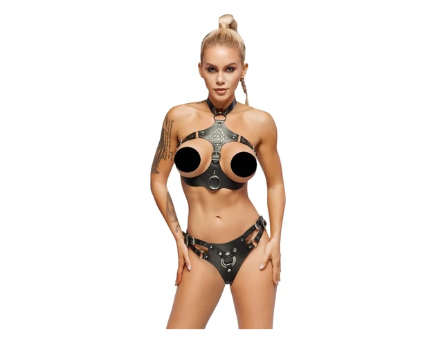 ZADO - bőr szett felcsatolható alsóval (fekete)