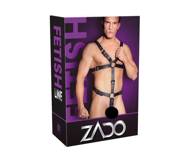 ZADO - bőr férfi testhám body - fekete (S-L)