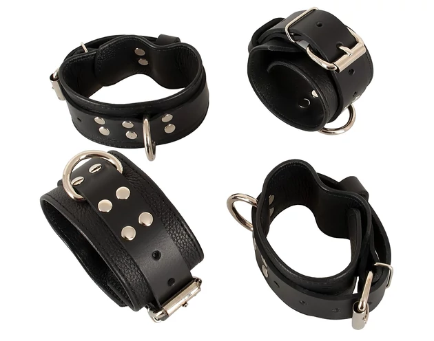 ZADO - bőr ágyhoz kötöző szett (fekete)