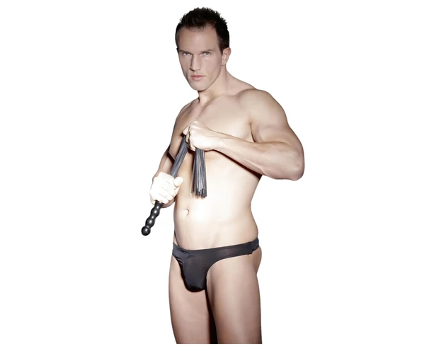 ZADO - bőr korbács, hullámos nyéllel (fekete)