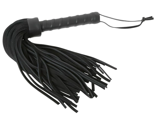 ZADO - rövid, vastag bőr korbács (fekete)