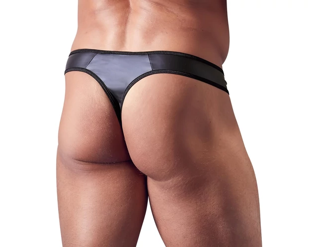 Svenjoyment - fényes férfi tanga strasszos cipzárral (fekete)